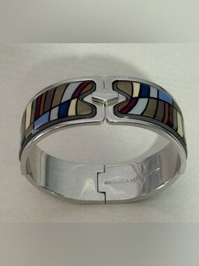 Michaela Frey Wien Frey Wille Multicolor Enamel Silver-Tone Cuff Bracelet